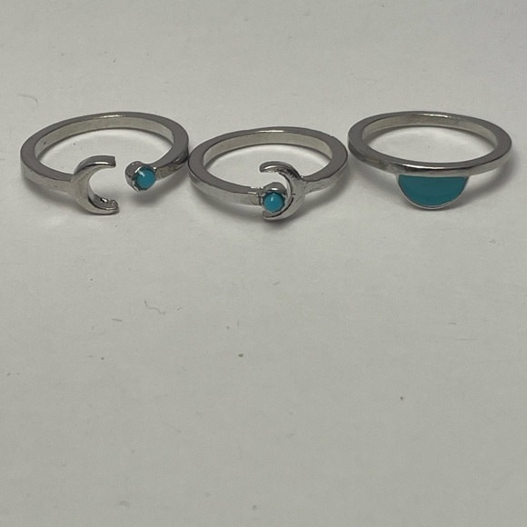 Jewelry - 3 Southwestern Stackable Rings Silver Tone and Faux Turquoise